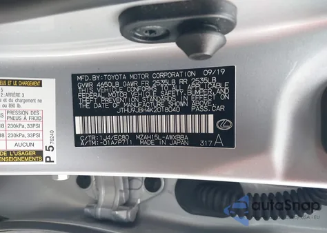 2019 Lexus Ux 250H z USA, uszkodzony, nr VIN JTHU9JBH4K2018040